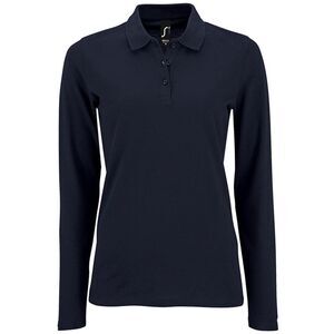 SOLS Womens/Ladies Perfect Long Sleeve Pique Polo Shirt / French Navy
